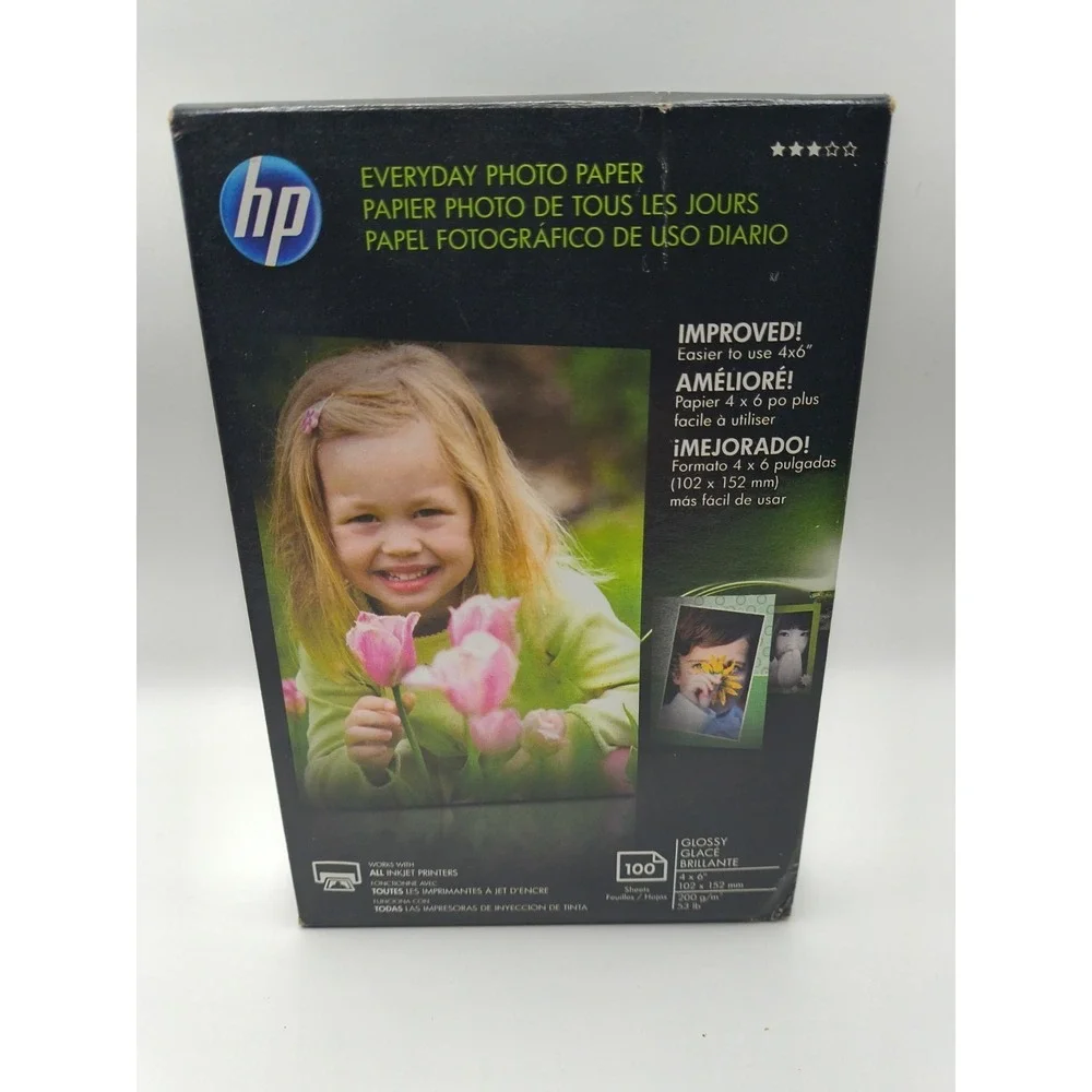 HP Everyday Glossy Photo Paper 100 Sheets 4 x 6 in Sealed Package